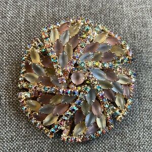 Vintage MCM 50s Aurora Borealis Brooch Pin